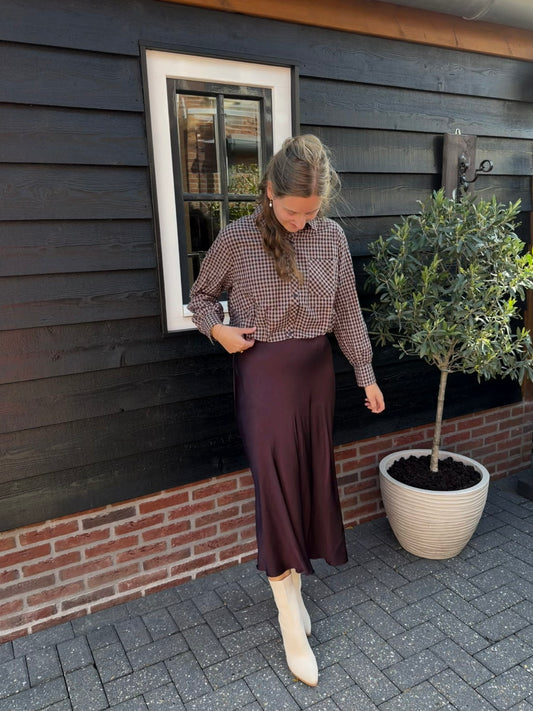 Blouse ruit bordeaux