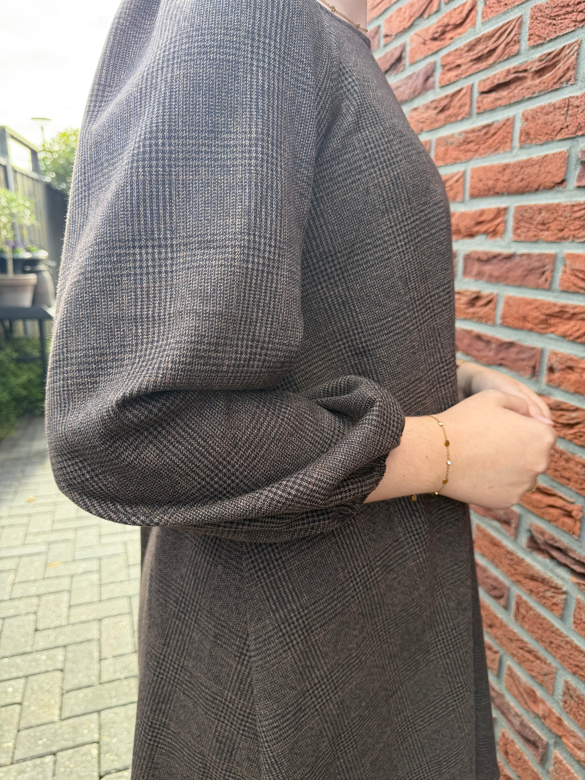 Jurk ruit taupe
