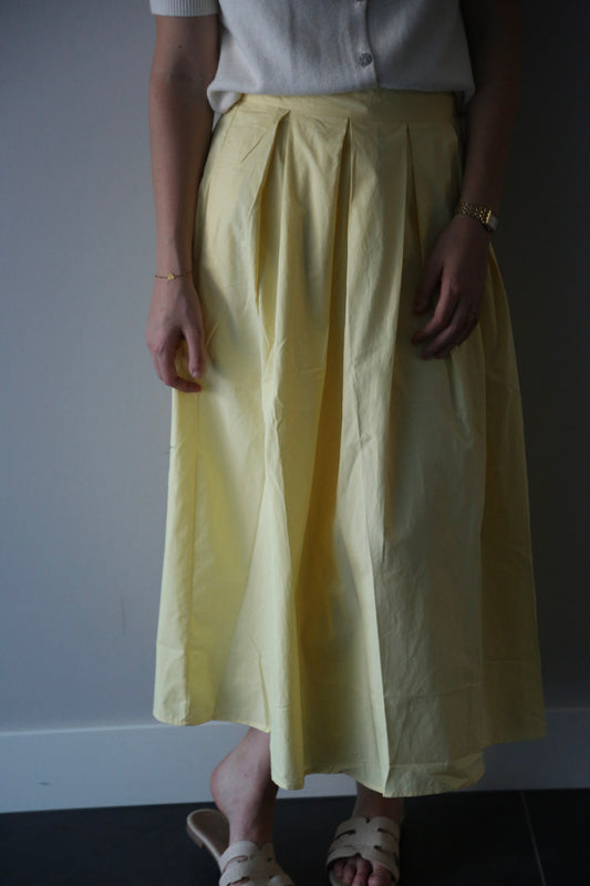 Olivia rok plooi lichtgeel