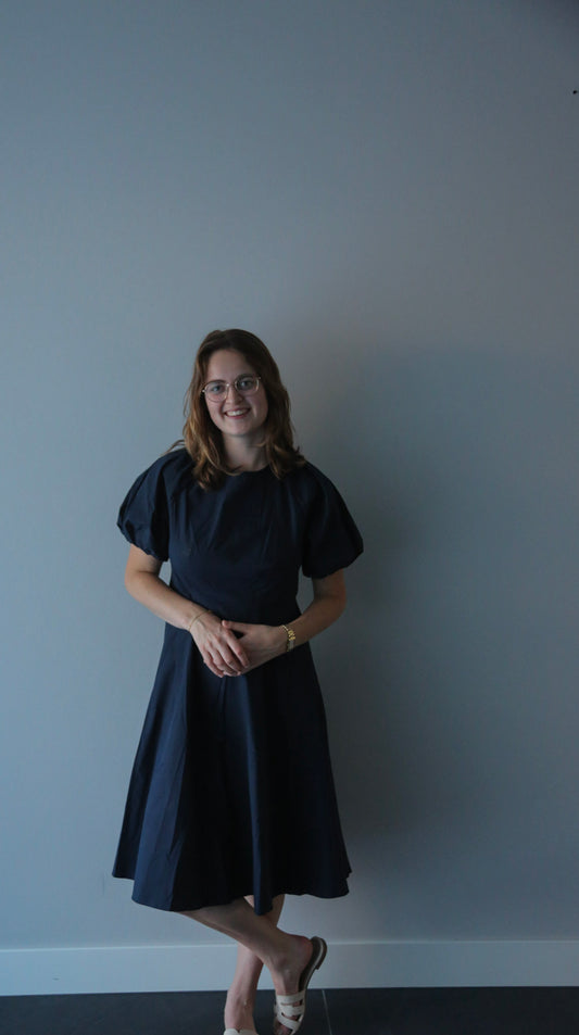 Iris jurk pofmouw blauw