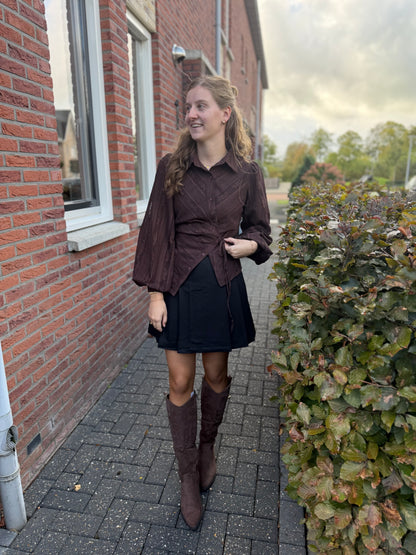 Blouse bruin kant