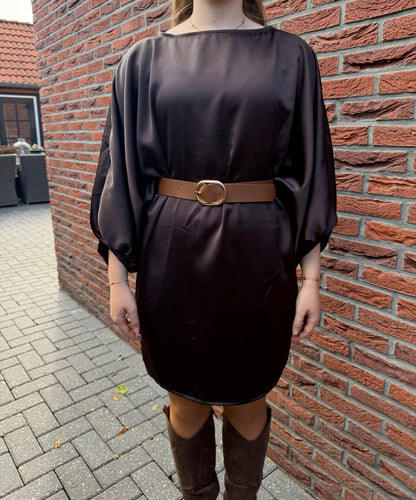 Jurk satijn bruin