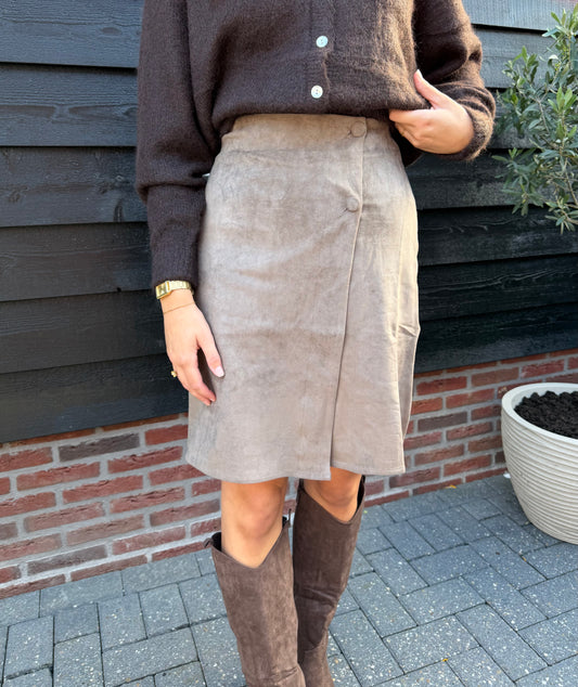 Korte rok knopen - taupe