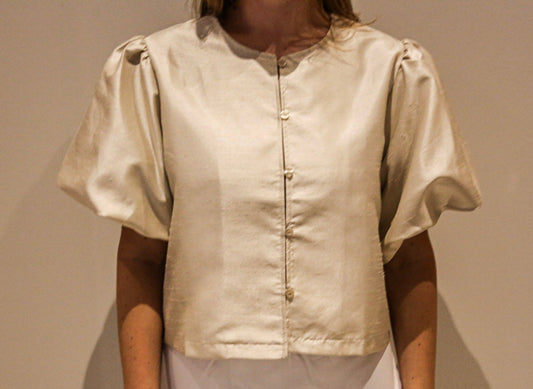 Beige pofmouw top