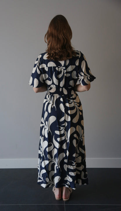 Sienna jurk print blauw