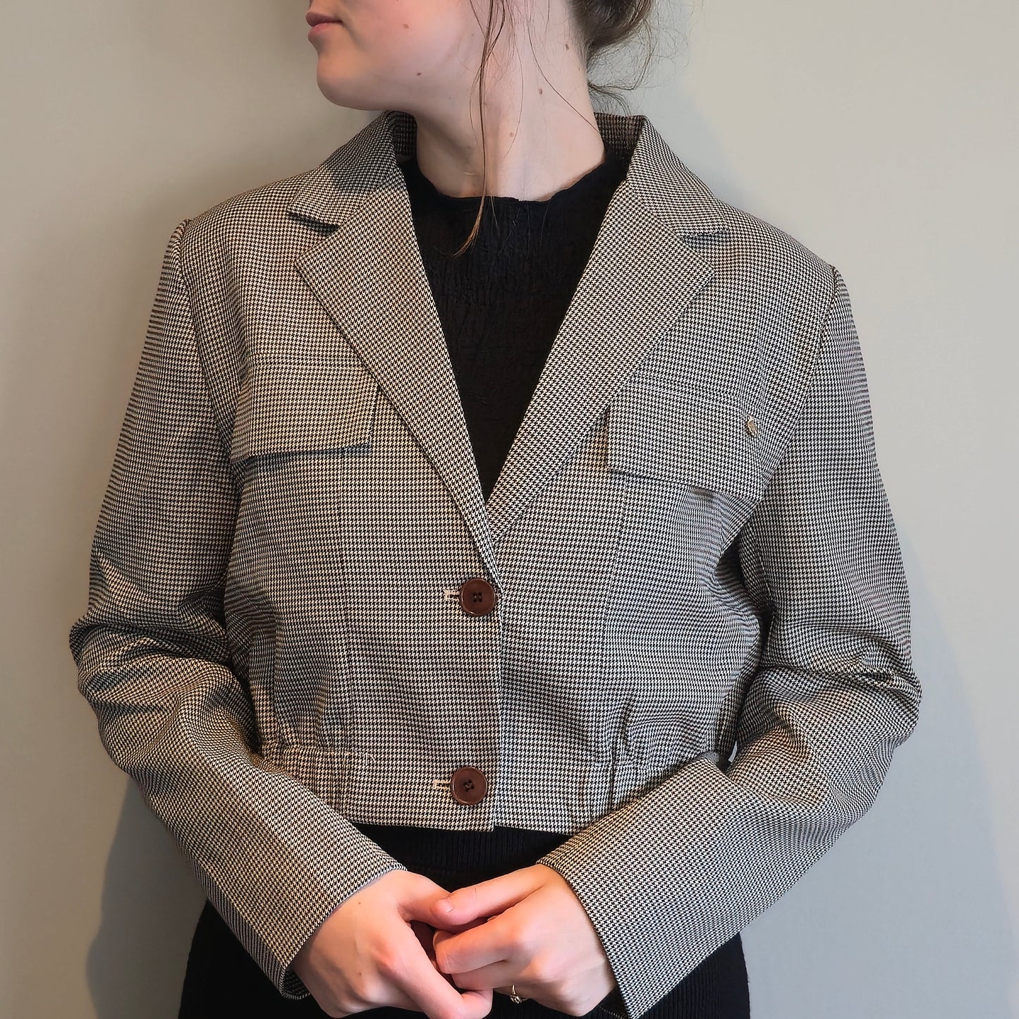 Kort trenchcoat jasje ruit