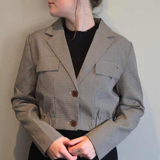 Kort trenchcoat jasje ruit