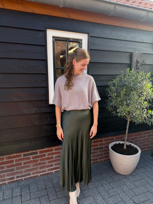 Top korte mouw beige