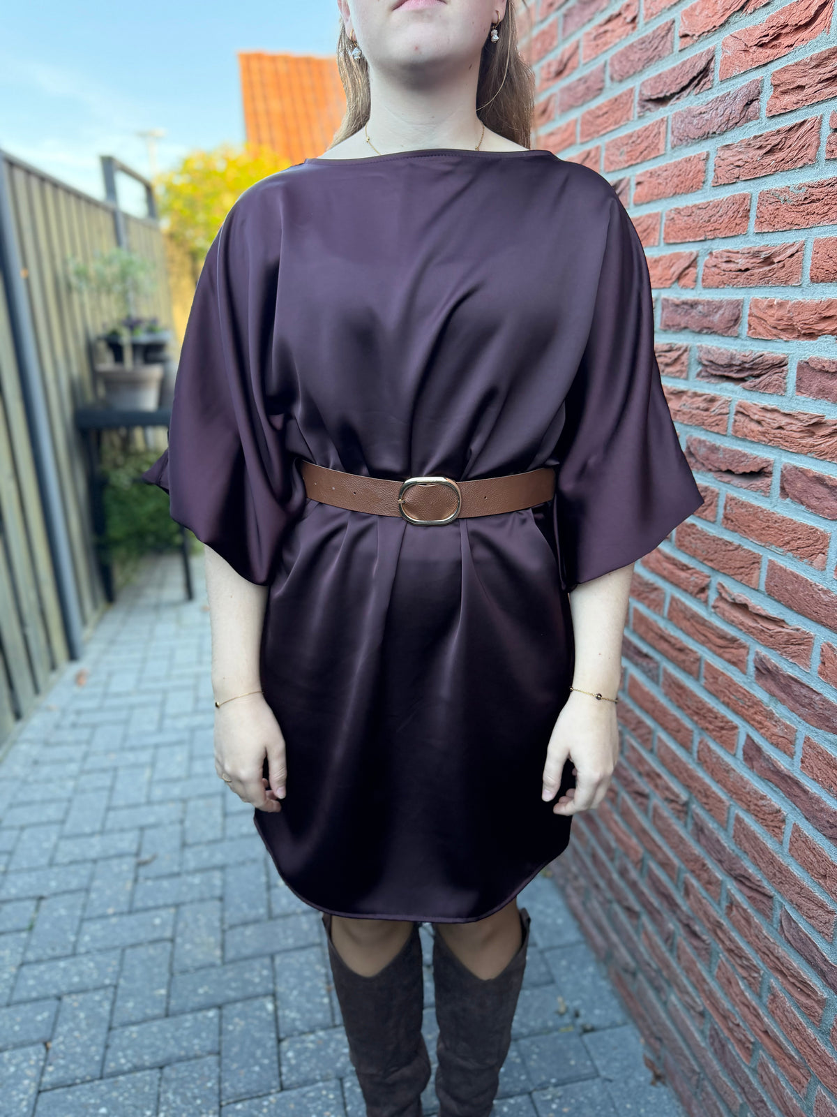 Jurk satijn bordeaux