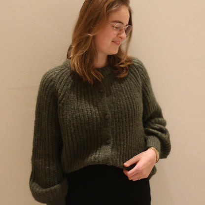 Dik wollen vest groen