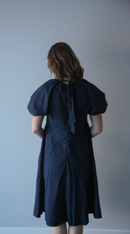 Iris jurk pofmouw blauw