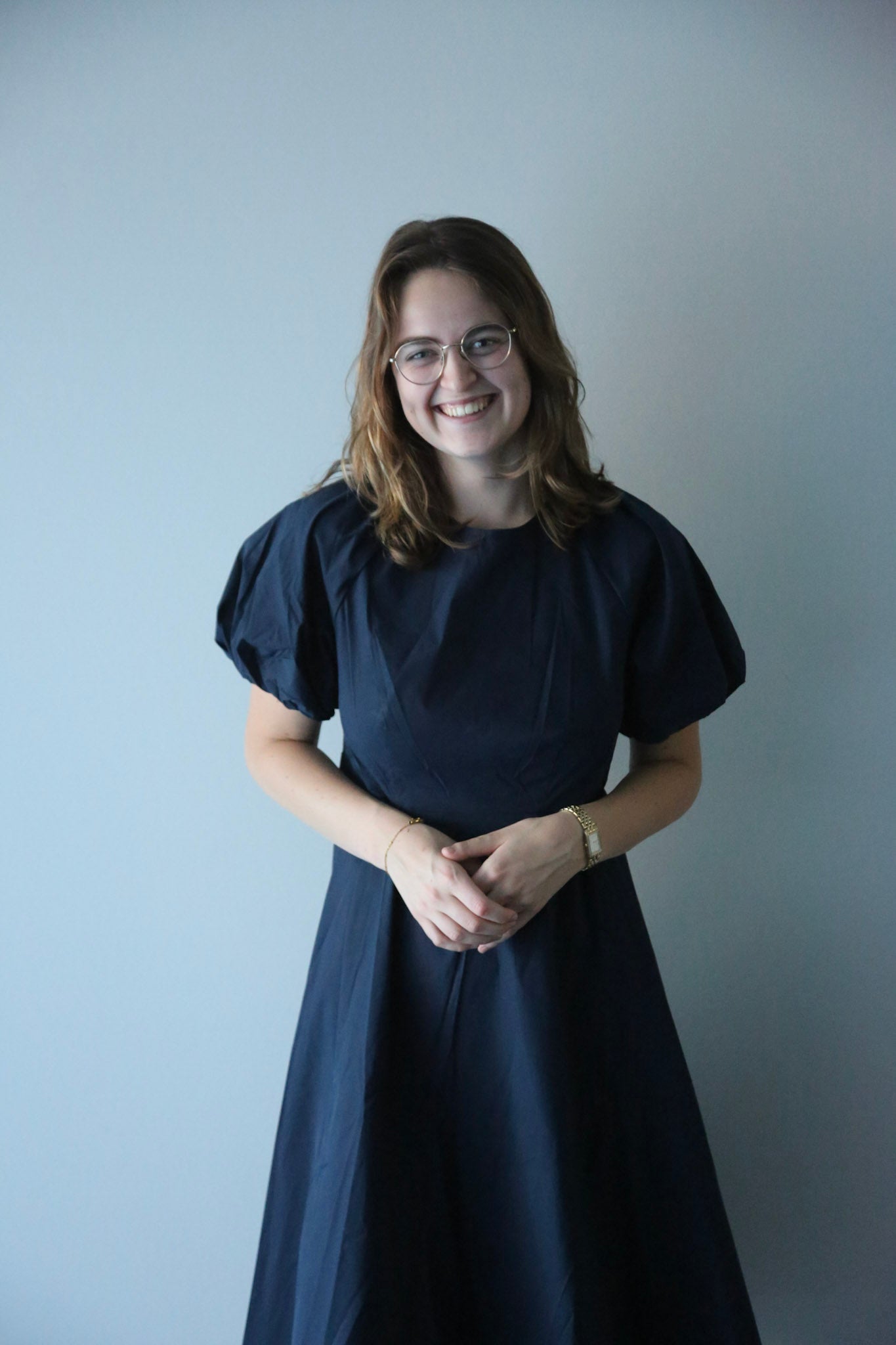 Iris jurk pofmouw blauw