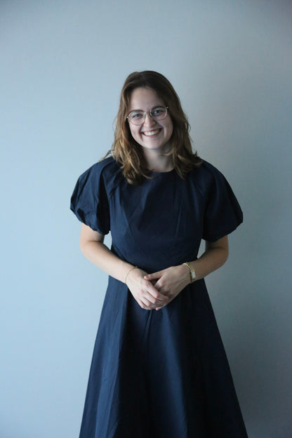 Iris jurk pofmouw blauw