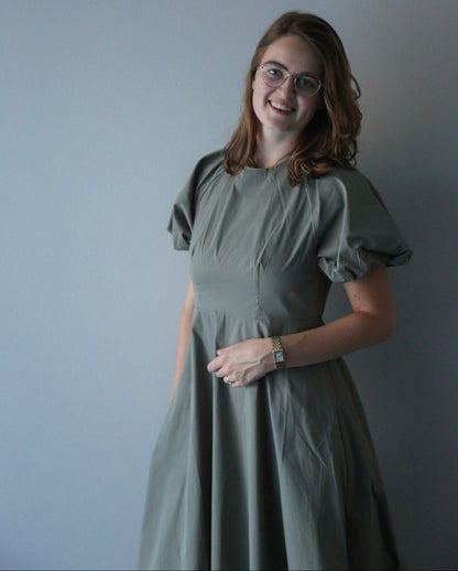 Iris jurk pofmouw groen