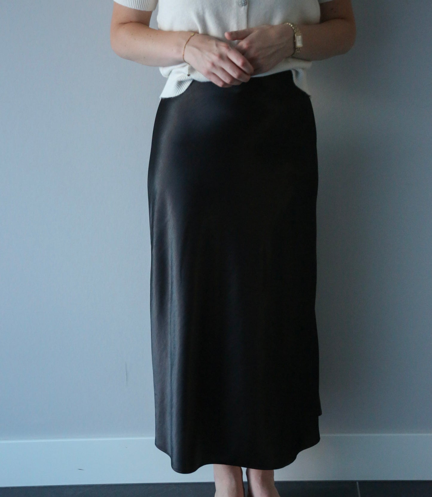 Isabelle satijnen rok zwart