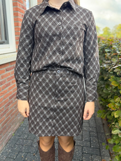 Blouse ruit bruin