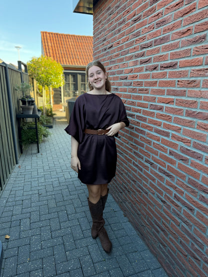 Jurk satijn bordeaux