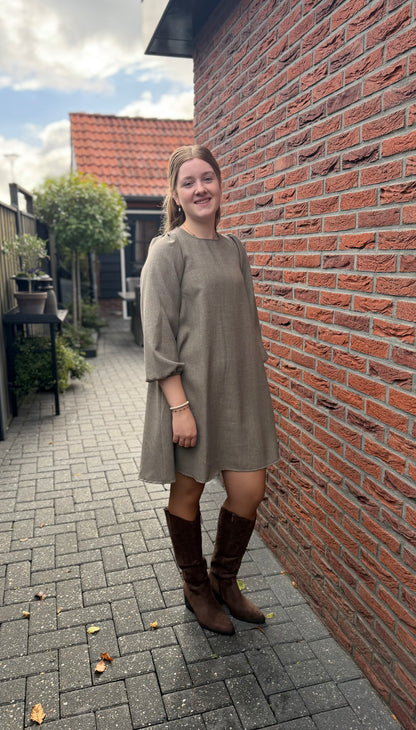 Jurk ruit beige