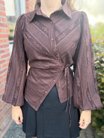 Blouse bruin kant
