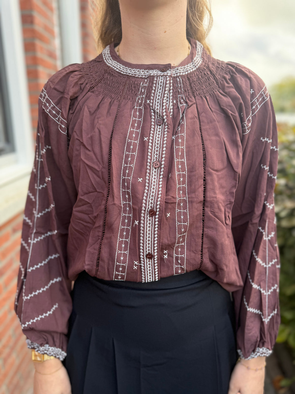 Blouse broderie bordeaux