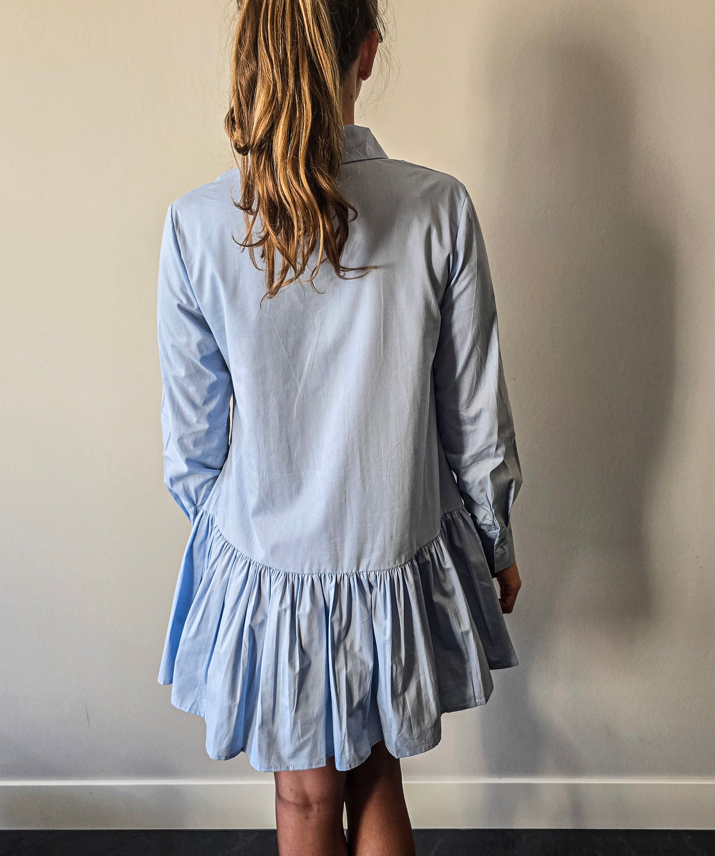 Poplin jurk lichtblauw