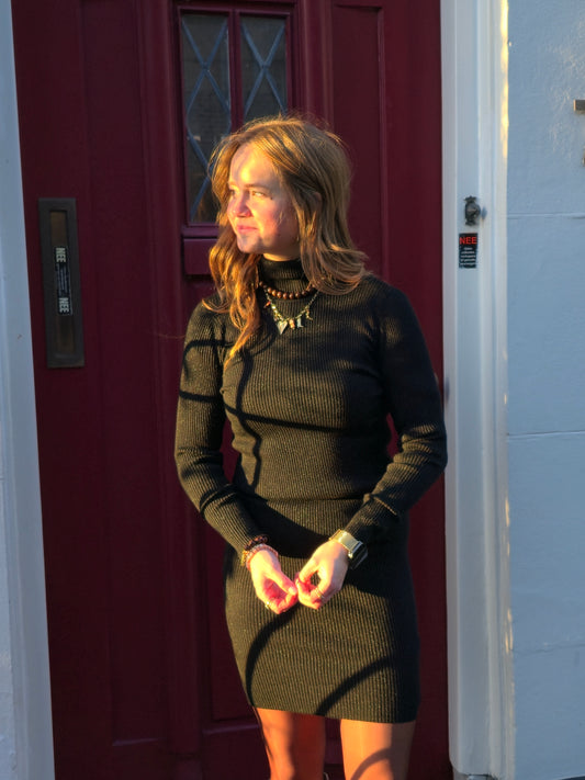 Bodycon jurk zwart met subtiele glitter